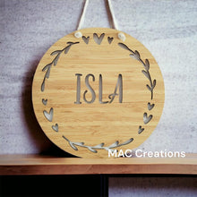 Load image into Gallery viewer, Hearts + Leaves - Name Plaque