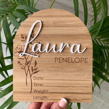 Load image into Gallery viewer, Arch Bouquet Birth Details Plaque