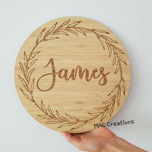 Load image into Gallery viewer, Leaf Wreath - Name Plaque - MAC Creations Laser Co.