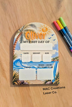Load image into Gallery viewer, Personalised First Day of School Board | Surfer Beach First Day Sign | Acrylic Milestone Board | Back to School Photo Prop | School Sign
