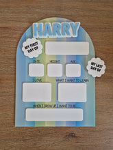 Load image into Gallery viewer, Personalised First &amp; Last Day School Board | Reusable Acrylic First Day Sign | Interchangeable Names | Back to School Photo Prop | Boys