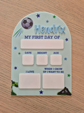 Load image into Gallery viewer, Acrylic First Day Board - Soccer Design