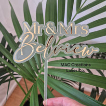 Load image into Gallery viewer, Personalised Mr &amp; Mrs Wedding Cake Topper - double layer