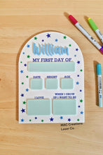 Load image into Gallery viewer, Personalised First Day of School Board | Stars First Day Sign | Acrylic Milestone Board | Back to School Photo Prop | Boys School Sign