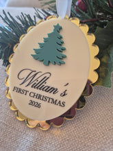 Load image into Gallery viewer, Personalised First Christmas Ornament - Scallop