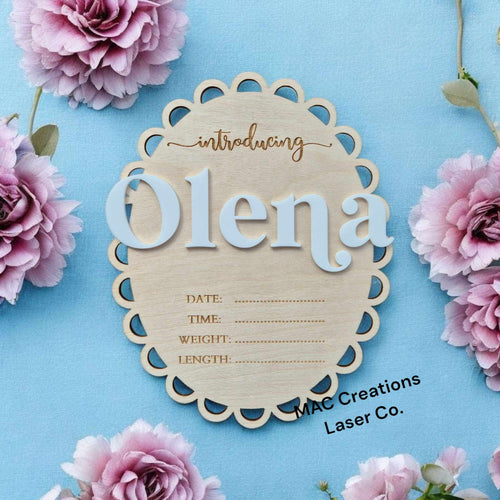 Personalised Birth Announcement with Details Plaque Oval