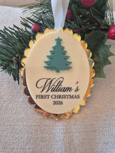 Load image into Gallery viewer, Personalised First Christmas Ornament - Scallop