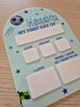 Load image into Gallery viewer, Acrylic First Day Board - Soccer Design