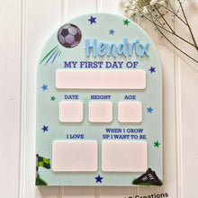 Load image into Gallery viewer, Acrylic First Day Board - Soccer Design