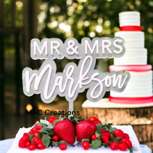 Load image into Gallery viewer, Mr &amp; Mrs - Surname Double Layer Cake Topper