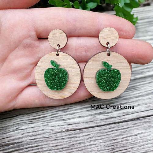 Green Apple and Bamboo Dangles