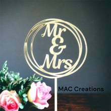 Load image into Gallery viewer, Mr &amp; Mrs Circles Cake Topper