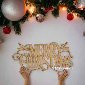 Merry Christmas Sign with Reindeer
