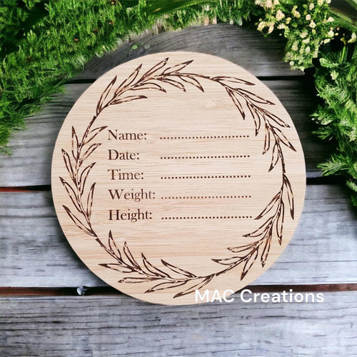 Leaves Birth Details - Baby Announcement Plaque
