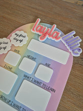Load image into Gallery viewer, Personalised First &amp; Last Day School Board | Reusable Acrylic First Day Sign | Interchangeable Names | Back to School Photo Prop | Rainbow