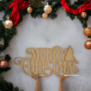 Merry Christmas Sign with Tree