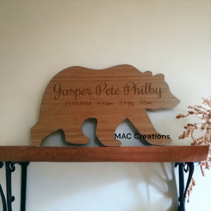 Bear Birth Announcement Plaque