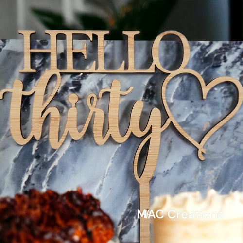 'Hello Thirty' Cake Topper