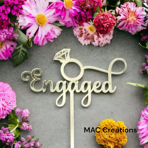 'Engaged' Cake Topper