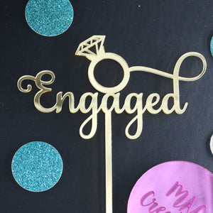 'Engaged' Cake Topper