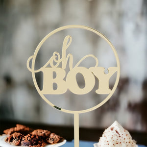 'Oh Boy' Circle Cake Topper