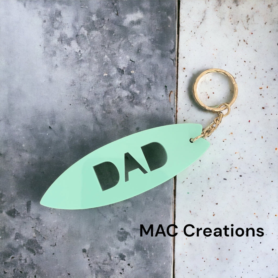 Dad (cut out) Surfboard Keyring