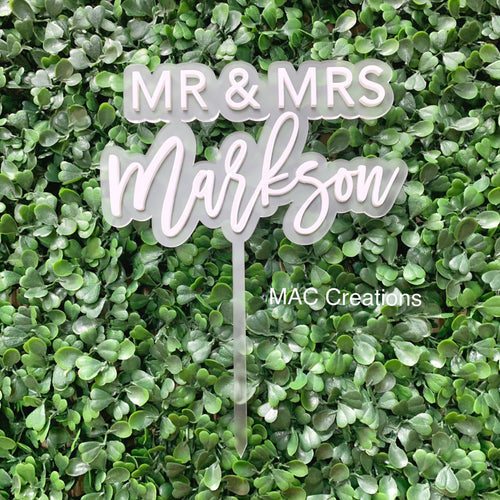 Mr & Mrs - Surname Double Layer Cake Topper