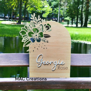 Arch Flower Cut Out Name Plaque