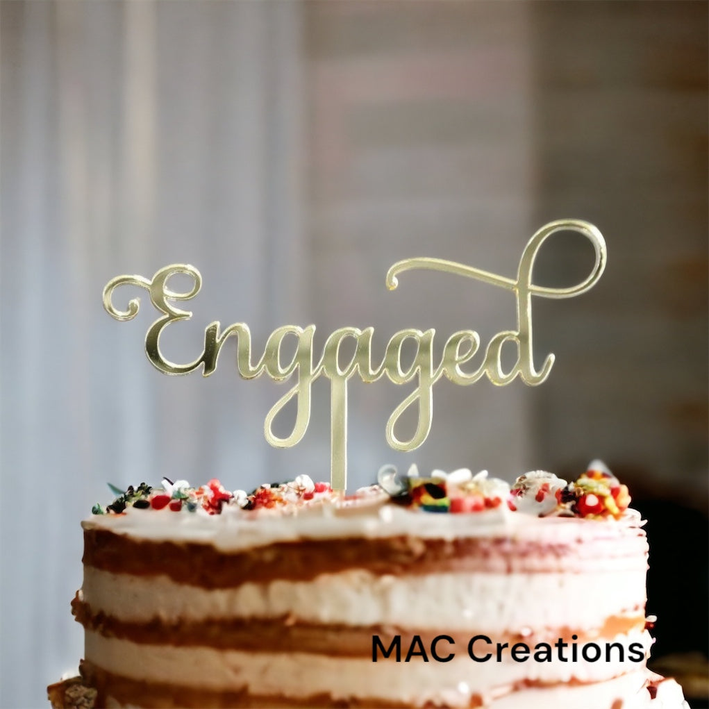 'Engaged' Cake Topper