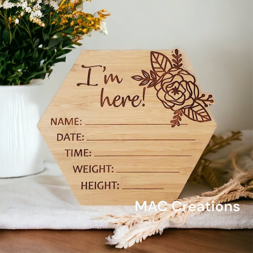 Hexagon Birth Details Plaque