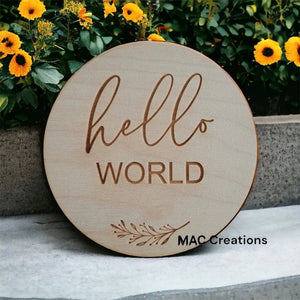 "Hello World"  Birth Announcement Plaque