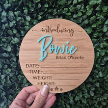 Load image into Gallery viewer, Personalised Birth Announcement with Details Plaque