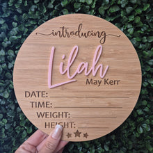 Load image into Gallery viewer, Personalised Birth Announcement with Details Plaque