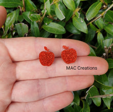 Load image into Gallery viewer, Red Apple Glitter Stud Earrings