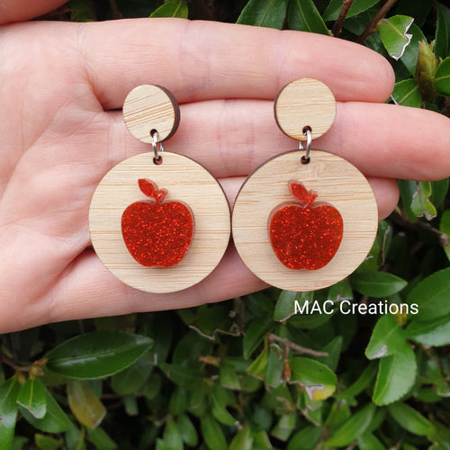 Red Apple and Bamboo Dangles