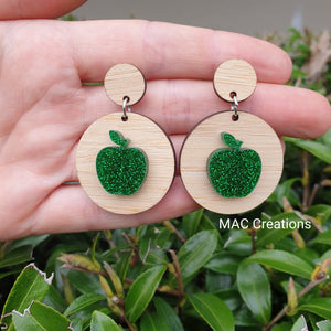 Green Apple and Bamboo Dangles