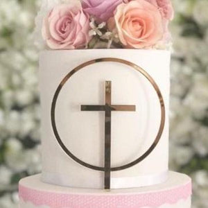 Cross in Circle Religious Cake Topper - MAC Creations Laser Co.