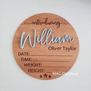 Personalised Birth Details Plaque