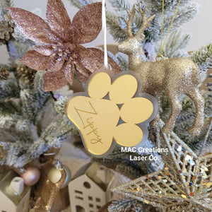 Personalised Paw Christmas Ornament - Double Layer