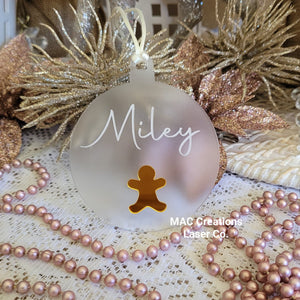 Personalised Christmas Ornament with Mini Gingerbread Man - Double Layer