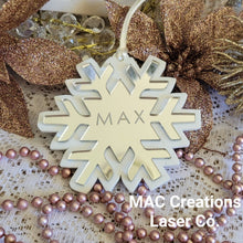Load image into Gallery viewer, Personalised Snowflake Christmas Ornament - Double Layer