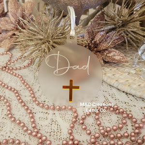 Personalised Christmas Ornament with Mini Cross - Double Layer