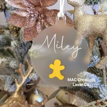 Load image into Gallery viewer, Personalised Christmas Ornament with Mini Gingerbread Man - Double Layer