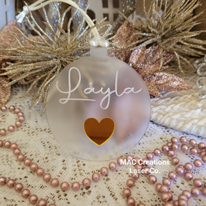 Personalised Christmas Ornament with Mini Heart - Double Layer