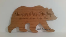 Load image into Gallery viewer, Bear Birth Announcement Plaque - MAC Creations Laser Co.