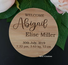 Load image into Gallery viewer, Birth Announcement Plaque - MAC Creations Laser Co.