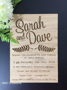 Personalised Wedding Invitations - MAC Creations Laser Co.