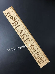 Personalised Bamboo Or Clear Acrylic Ruler - MAC Creations Laser Co.