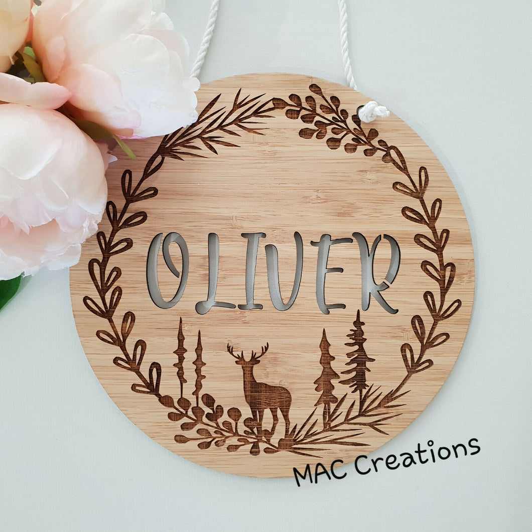 Woodland Deer - Name Plaque - Name Sign - MAC Creations Laser Co.