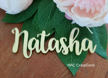 Load image into Gallery viewer, Wooden or Acrylic Place Names - Font 5 - MAC Creations Laser Co.